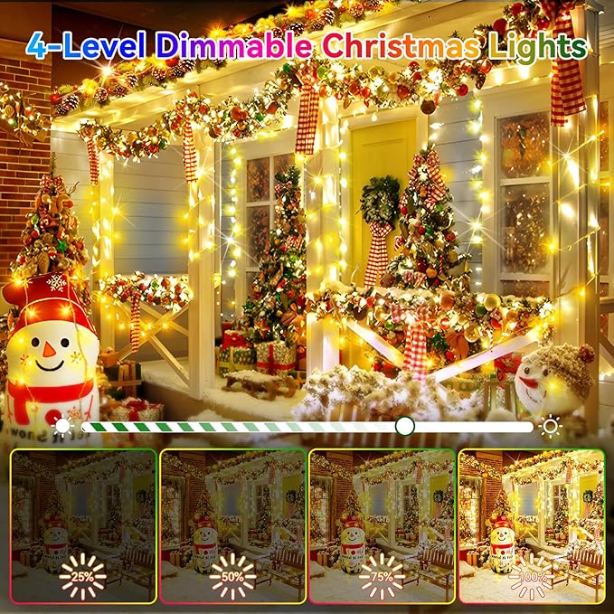 Heceltt Christmas Lights Outdoor 522FT 1300 LED String Lights with 8 Lighting Modes Timer Memory Twinkle Fairy Lights Waterproof Plug in for Xmas Tree Wedding Party Holiday Decor(Warm White)