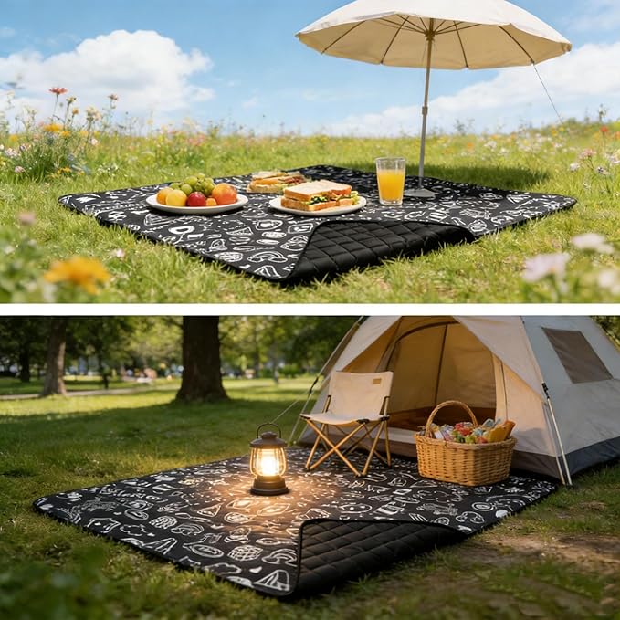 Large 80x80 Waterproof Picnic Mat | Foldable Outdoor Blanket for Beach Park Camping &amp Hiking | Sand &amp Grass Resistant | Perfect for Family Gatherings Travel