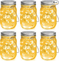 Mlambert Mason Jar Solar Lights -30 LED 6 Pack Hanging Solar Lanterns Outdoor Waterproof Fairy Lights for Patio Garden Warm White