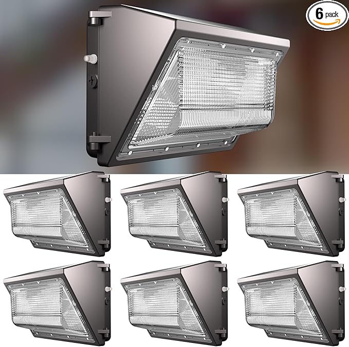Lightdot 6Pack 70W LED Wall Pack Lights 100-277v Dusk to Dawn Photocell |10500Lm (150Lm/W) 5000K IP65 Outdoor Flood Lighting for YardWarehouseFactoryBuildingGarage ETL(Height:10~15ft)