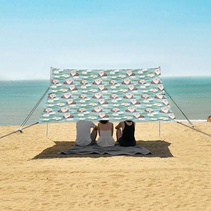 Camping Sun Shelters Cute Sea Otter Pattern Beach Canopy 126 * 110.2in