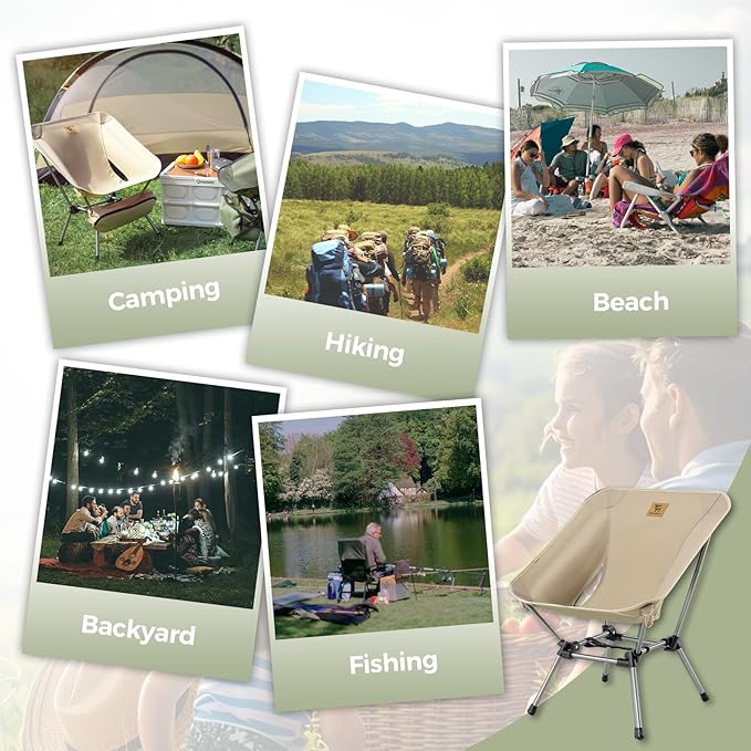 Backpacking Chair Portable Folding Camp Chair Compact Foldable Chairs Ultra Lightweight Outdoor Balcony/Garden/Travel/Party/Fishing Chair with Storage Bag