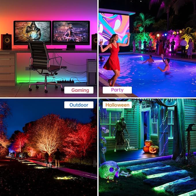 LED Flood Light Outdoor 500W Equivalent 5000LM Smart RGB Landscape Lighting with APP Control DIY Scenes - Timing - Warm White 2700K - Color Changing Uplight IP66 Waterproof 43 Modes (4 Pack)