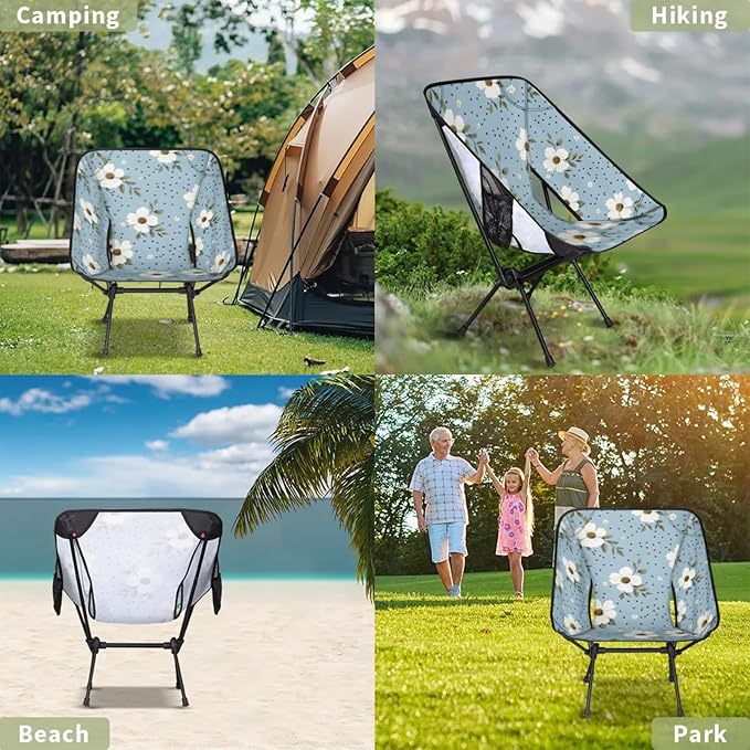 Honeybaby Folding Camping Chair Flowers Dots Camping Chairs Lightweight Portable Chair Outdoor Foldable Chairs for Camping Travel Picnic Beach Hiking