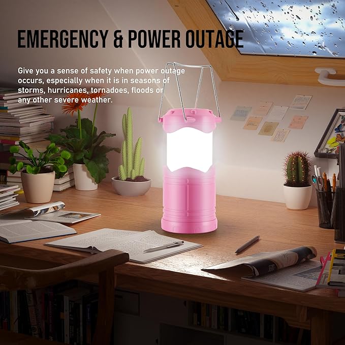 Lichamp LED Camping Lantern 4 Pack Battery Powered Flashlight for Power Outages Portable Collapsible Hanging Light Essential for Home Outdoor Emergency Lamp Survival Kit Gear for Hurricane C1
