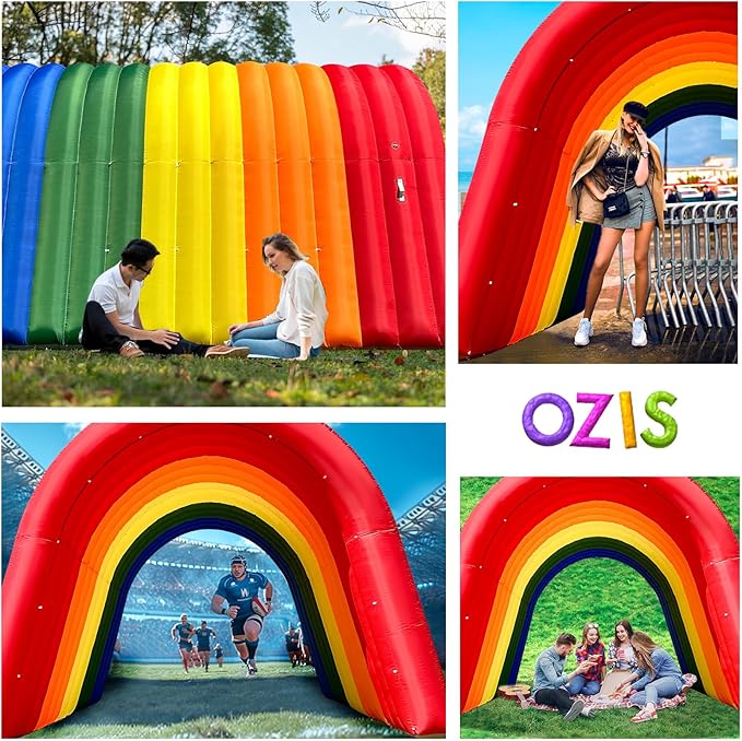 OZIS 16Ft Inflatable Tunnel Entrance Sports with Installed Blower Inflatable Football Tunnel Tent Entryway for Business Advertising Event Exhibition Promotion(Rainbow16x10x10Ft)