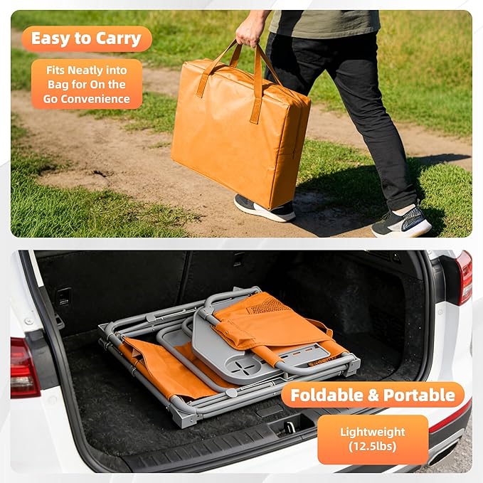 Camping Directors Chair Portable Folding Chair with Side Table and Pocket for Beach Camping Lawn &amp Fishing Tangerine