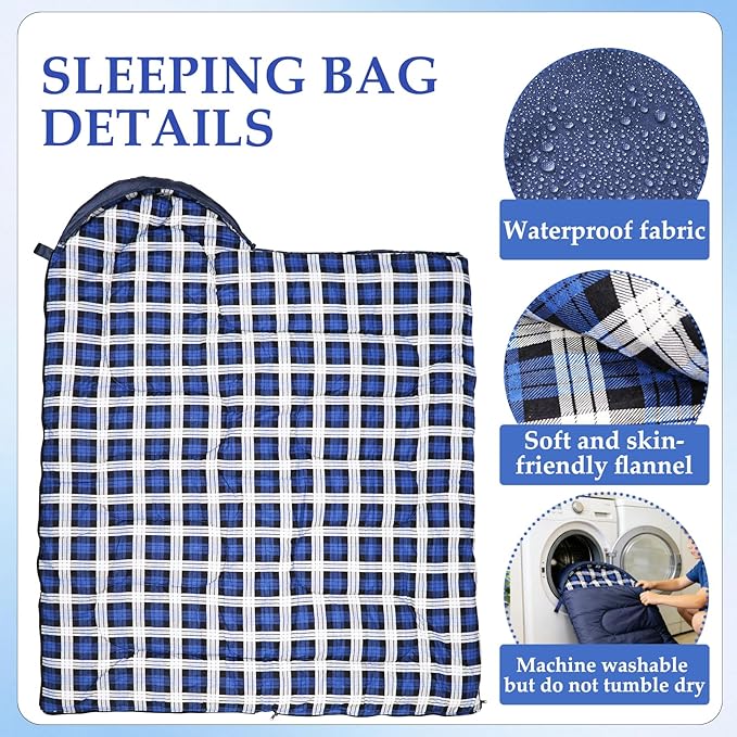 Uniqwamer Kids Sleeping Bag for Girls Boys - 4 Seasons Cold &amp Warm Weather Flannel Camping Sleeping Bags Lightweight &amp Waterproof 45°F Sleeping Bag for Camping Hiking Outdoor Travel