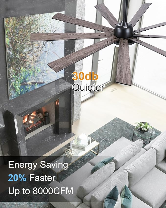 72 Inch Ceiling Fans with LightsLarge Modern Ceiling fan with Remote and 9 Wooden BladesDimmable6 SpeedsNoiseless Reversible Indoor&ampOutdoor Fan for BedroomPatioLiving Room