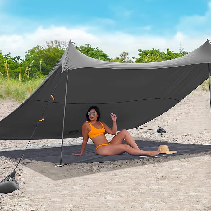 Red Suricata Sand Free Beach Mat – Sand Proof Beach Blanket Sandless Waterproof – fits and Matches Beach Canopy - for Outdoor Beach Picnics Camping RVing (Large Grey)