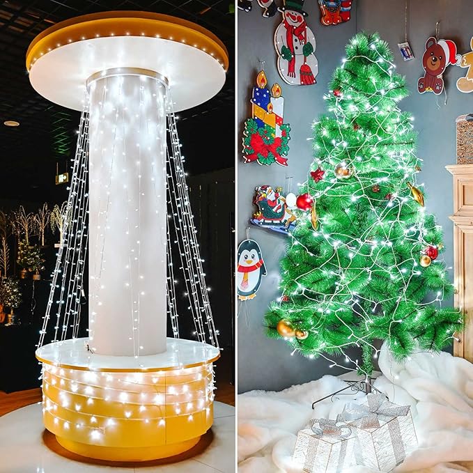 Outdoor Christmas String Lights 800LED 330FT White Fairy Lights 8 Mode Plug in Waterproof Indoor Outdoor Decor Lights for Bedroom Christmas Thanksgiving Wedding Party Garden Yard Tree