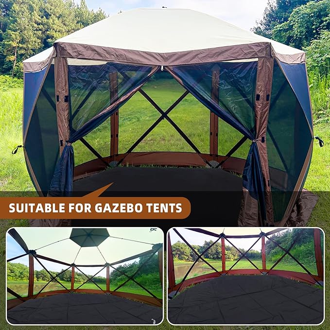 Clostnature Tent Footprint for Camping - Waterproof 10/12Ft Camping Tarp Heavy Duty Hexagonal Ground Sheet Lightweight Tent Mat for Gazebo Bubble Tent Outdoor Floor Mat for Hiking Backpacking