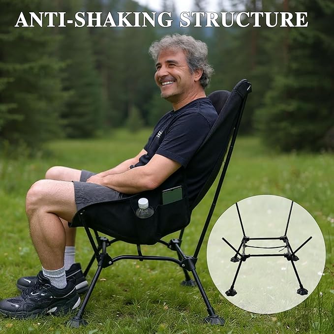 OPENROAD Lightweight Compact Portable Camping Chair Ultralight Folding ChairBeach ChairLawn Backpacking Chair for Hiking and Fishing with Anti-Sinking Large Feet and Carry Bag
