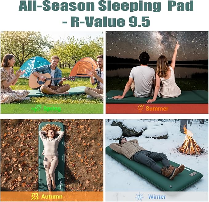 Self Inflating Sleeping Pad with Electric Pump and Pillow 3.15 Ultra-Thick Memory Foam Camping Pad Portable 4-Season Camping Mats Pad Cushions Camping Essentials Gear for Travel Tent Car