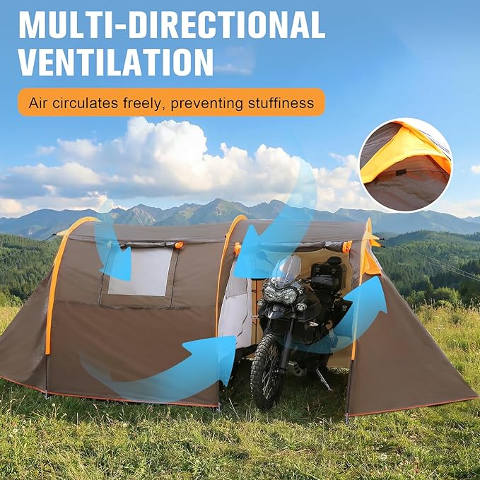 Oxford 2-Person Waterproof Bikepacking Tent with Mesh Windows Lightweight Shelter Windproof Rainproof for Camping Hiking Cycling