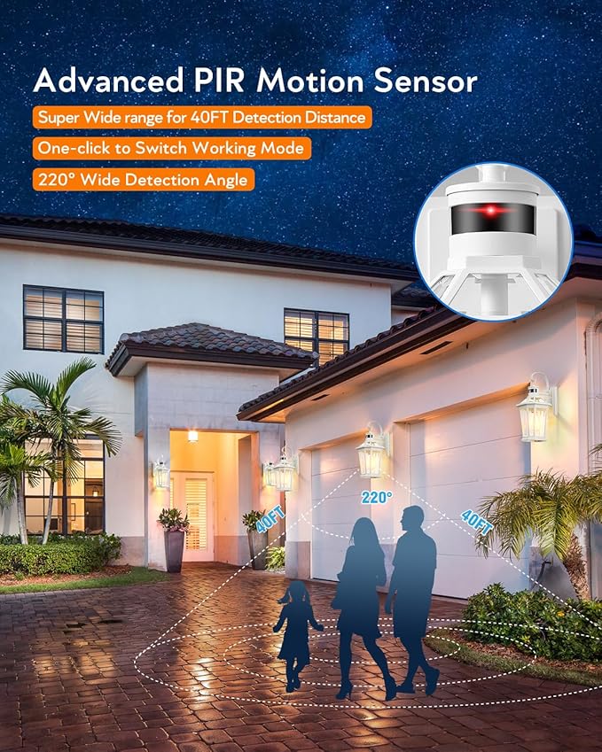 VIANIS Motion Sensor Exterior Light Fixture Dusk to Dawn Outdoor Wall Lighting 2 Pcs White Modern Front Porch Light for House 100% Anti-Rust Aluminum Outside Wall Sconce for Garage Entryway