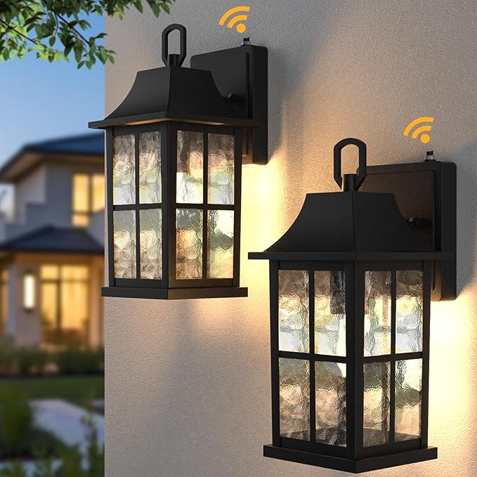Modern Outdoor Light Fixture 2 Pack Aluminium Dusk to Dawn Outdoor Lighting Exterior Wall Sconce Waterproof Porch Light Outside Light for House Garage Patio Black