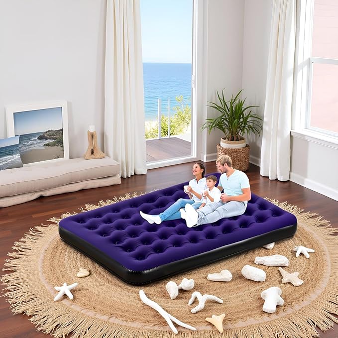 King Size Camping Air Mattress Bed with Air Pump80x 72Thickened Portable Blow Up Inflatable Air MattressTravel Sleeping Bed Pad for Camping Home Hiking