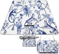 Blue and White Chinese Style Chinoiserie Folk Waterproof Outdoor Picnic Blanket Sandproof Beach Mat for Camping Hiking Grass Travelling