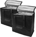 Black Insulated Food Delivery Bag. Insulated Grocery Bags with Zippered Top. Foldable Catering Bag for Food Deliveries. Heavy Duty Cold Bags for Groceries