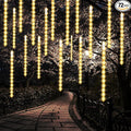 LJLNION 24 Tubes Meteor Shower Lights Outdoor Icicles Christmas Decor 12 Inch 864 LED Snow Falling Connectable Raindrop Lights Xmas Wedding Party Tree Holiday Decoration Warm White