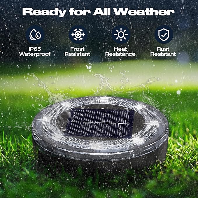 Mini Solar Ground Lights 12 Pack Solar Lights Outdoor Waterproof Upgraded LED Flat Landscape Lighting for Outside Pathway Garden Patio Yard DrivewayCold White