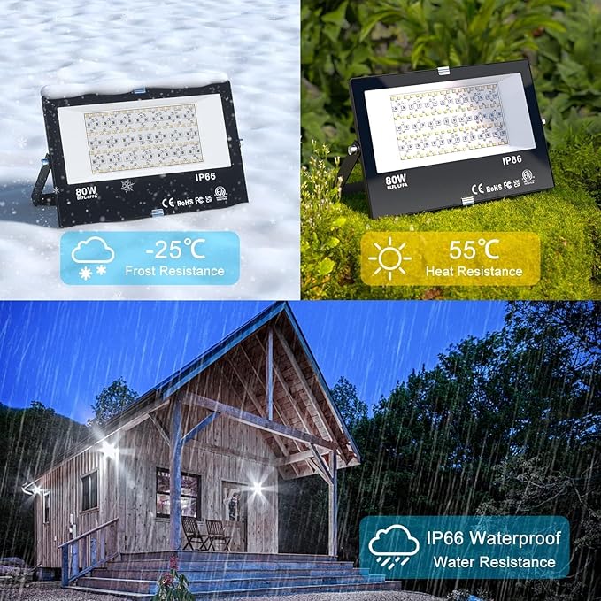 Smart Flood Lights Outdoor RGB via Bluetooth App Control Color Changing Landscape Lights 80W IP66 Waterproof DIY Scenes/Music Sync/Timing/Daylight 4Pack