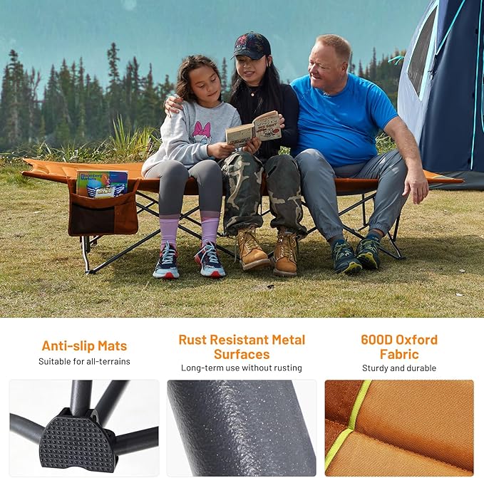 TIMBER RIDGE Extra Wide Heavy Duty Camping Cot for Adult Easy Set Up Oversized Sleeping Cot with Carry Bag for Camping Travel and Outdoors Support up to 450lbs