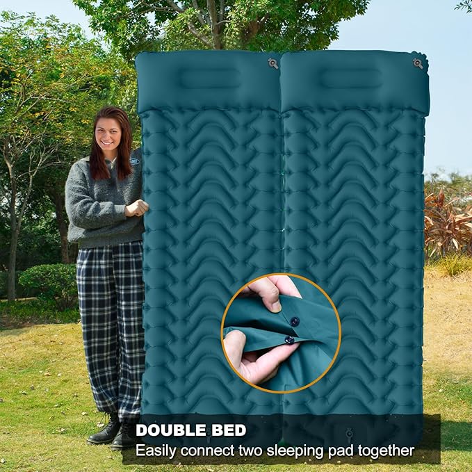 MEETPEAK Camping Sleeping Mat Inflatable Sleeping Pad Foot Press Lightweight Camping Pad for Backpacking Hiking Traveling Durable Waterproof Air Mattress Compact Camping Pad