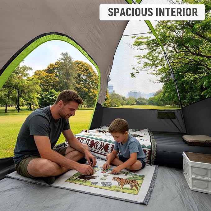 Tents for Camping 6 Person Tent Waterproof Windproof Double Layer Family Camping Tent Easy Setup Dome Tent with Large Mesh Windows &amp Wider Door for Outdoor Camping &amp Hiking
