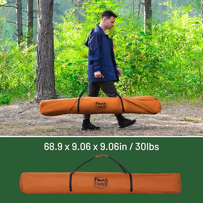 TIMBER RIDGE Instant Pop Up Hub Tent 4 Person Portable Weather Resistant Camping Tent 60 Second Set-Up Easy Up Tents with Rain Fly and Carry Bag Orange
