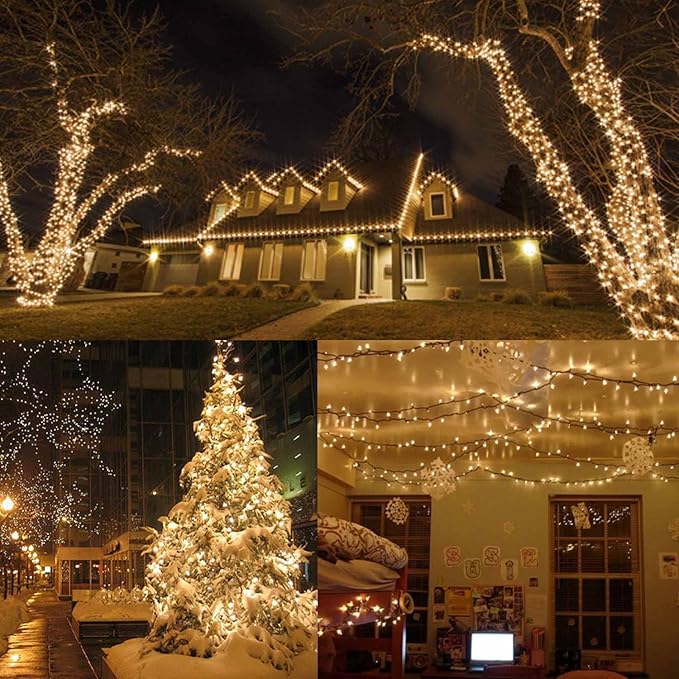 Toodour Christmas Lights Outdoor 328ft 1000 LED String Lights Timer Waterproof 8 Modes Outdoor Christmas String Light - Twinkle Light for Tree Home Garden Yard Wedding Party Xmas Decor(Warm White)