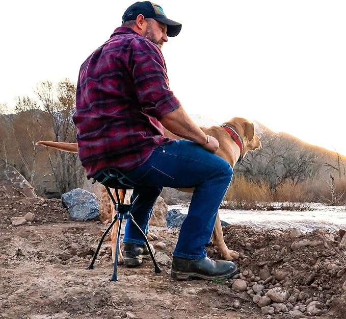 GRAND TRUNK Compass 360° XT Extra Tall Swivel Stool | 20 Portable Camping Seat | 260 lb Capacity | 7000 Series Aluminum Frame Compact Folding Outdoor Stool | Sea Black
