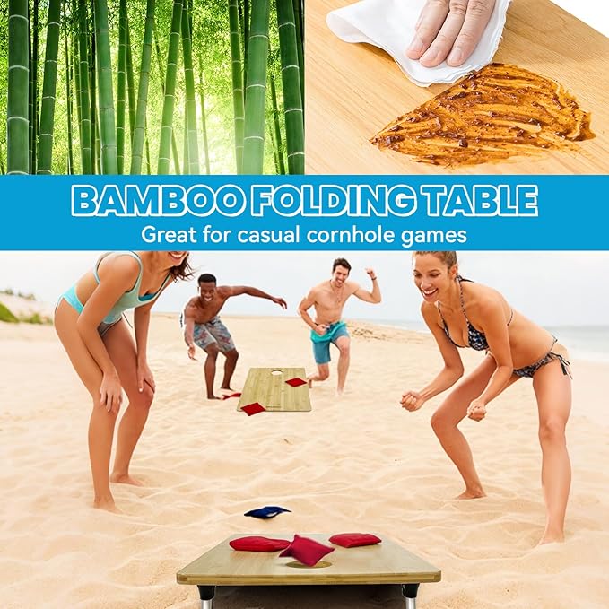 2 Pack Low Backpack Beach Chair with Folding Bamboo Table for Adults 5-Position Lay Flat Reclining Chair Lightweight with Cooler Bag Supports 265 lbs