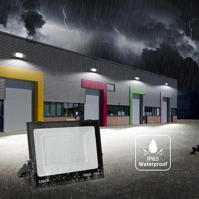 Lepro 150W Outdoor LED Flood Lights 5000K 10000 Lumens Super Bright for Yard Garden Driveway Pool Parking Area Playground Outside Floodlight Fixture (watts 150)
