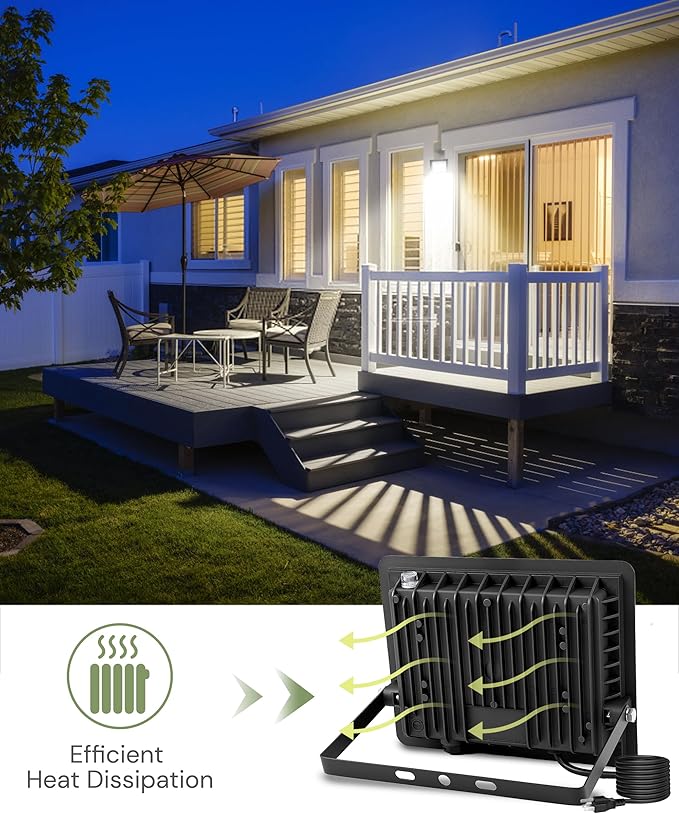 L LOHAS LED 50W Flood Light Outdoor RGB Landscape Lighting with Remote Control Timing - 2700K/4500K/6500K - Color Changing for Patio Backyard Step Wall IP66 US 3-Plug UL Listed (2 Pack)
