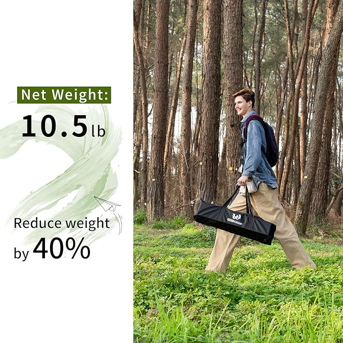 Whitsunday Folding Camping Table Aluminum Portable Roll-Up Picnic Table 4-6 Person for BBQ Backyard Patio Party Wood Grain 34.6 * 23.6 * 17.3