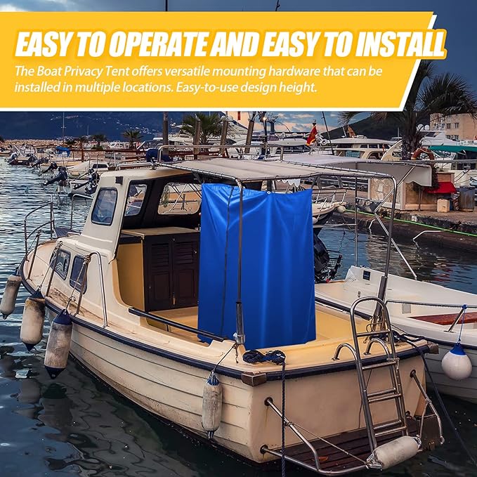 Boats Privacy Curtain Changing Room with Bag Portable Privacy Tent Easy Up Pontoon Enclosure Partition for Pontoons Boat Hanging Tent 27 W x 30 D x 72 H(Blue)