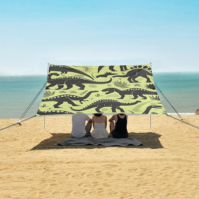 Dinosaurs of Different Camping Sun Shelter Beach Tent Portable Beach Sun Shade Outdoor Canopy for Camping Trips Fishing Picnic