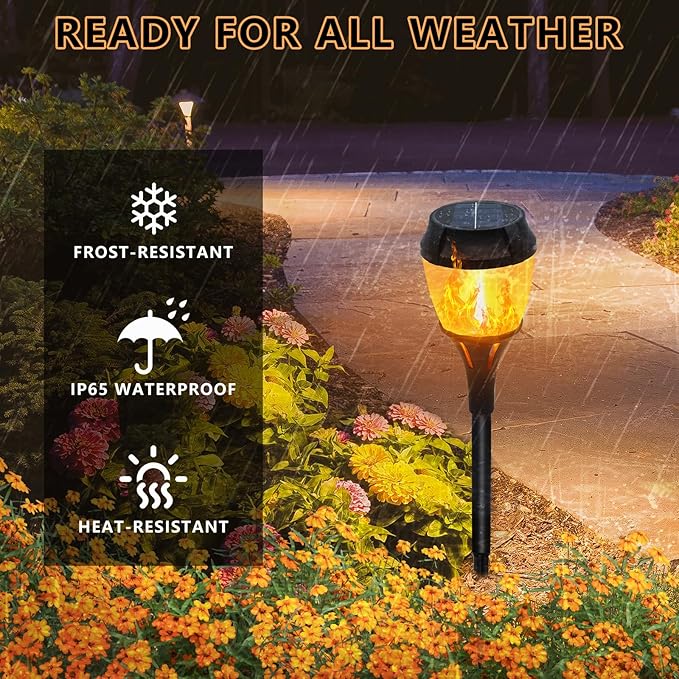 Swingers Solar Lights OutdoorSolar Torch Lights with Flickering FlameWaterproof Outdoor Garden Light for ChristmasGarden Landscape Path Yard Patio (8 Black)