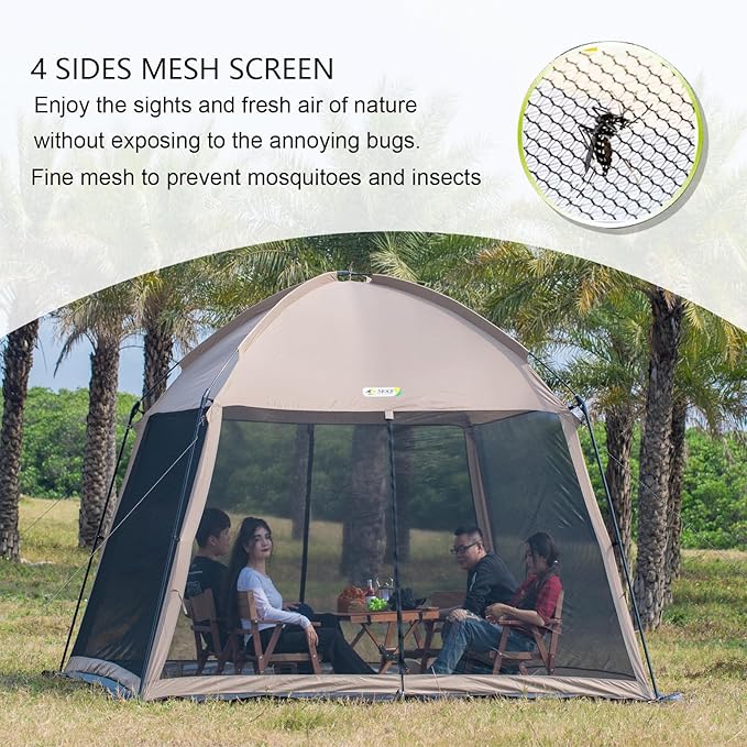 11x11 Ft Screen House Tent - Instant Pop Up Mesh Canopy Shelter with Waterproof &amp Sunshade Roof Easy Setup for Camping Backyard Beach Picnic
