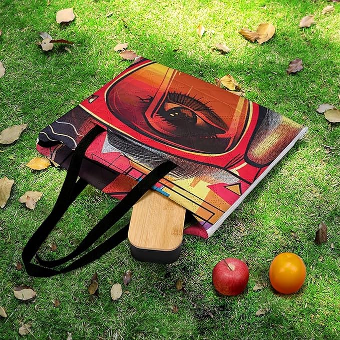 Zipper Girl Wearing Sunglasses Style Picnic Mat Suitable for Travel Camping Park Or Home Use