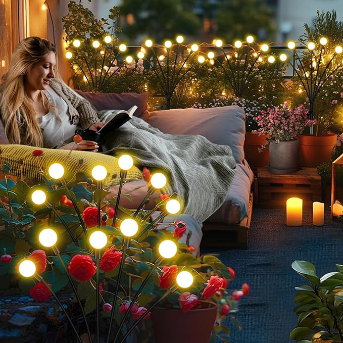 Solar Garden Lights Outdoor 10 Pack 60 LED Solar Firefly Lights Swaying Waterproof Garden Decor for Yard Patio Pathway Lawn Gardening Gifts