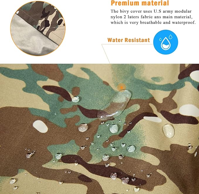 Akmax.cn Bivy Cover Sack for Military Army Modular Sleeping System Waterproof Outer Shell for Sleeping Bag Minimalist Stealth Shelter