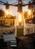 Solar String Lights Outdoor Waterproof 50FT with USB Port and 27 Shatterproof ST38 Bulbs(2 Spare) LED Solar Powered Patio Lights for Outside Porch Backyard Bistro Garden Market - 2200K