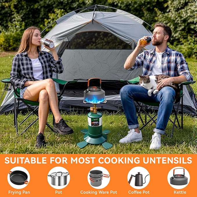 KOMAN Camping Propane StovePortable Camping Stove Backpacking Stove Propane Camping Stove10000BTU Single Burner Propane Stove for Outdoor CookingFuel by 16 Oz Propane Cylinder (Fuel not Included)