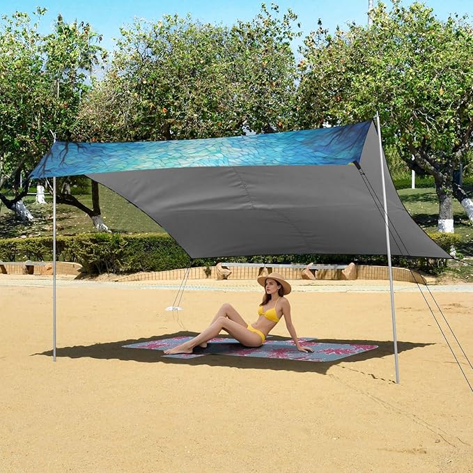 Camping Sun Shelters Turtle Swimming in The Sea Beach Canopy 126 * 110.2in