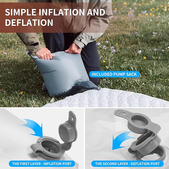 TENPLAY 4.7 Inch Thick Sleeping Pad with 7.2 R-Value Ultralight and Portable Sleeping Mat with Pump Sack Air Mattress for Camping