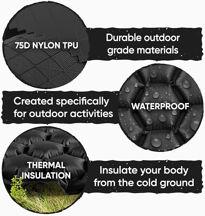 POWERLIX Ultralight Sleeping Pad for Camping with Inflating Bag– Compact Lightweight Camping Mat Outdoor Backpacking Hiking Traveling Airpad Air Mattress Sleeping Mat