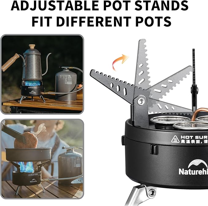 Naturehike Camping Gas Stove for IGT Table Portable Isobutane Stove with Storage Bag &amp Foldable Brackets 3 Burners Camp Stove for Outdoor Car Camping Cooking Tailgating